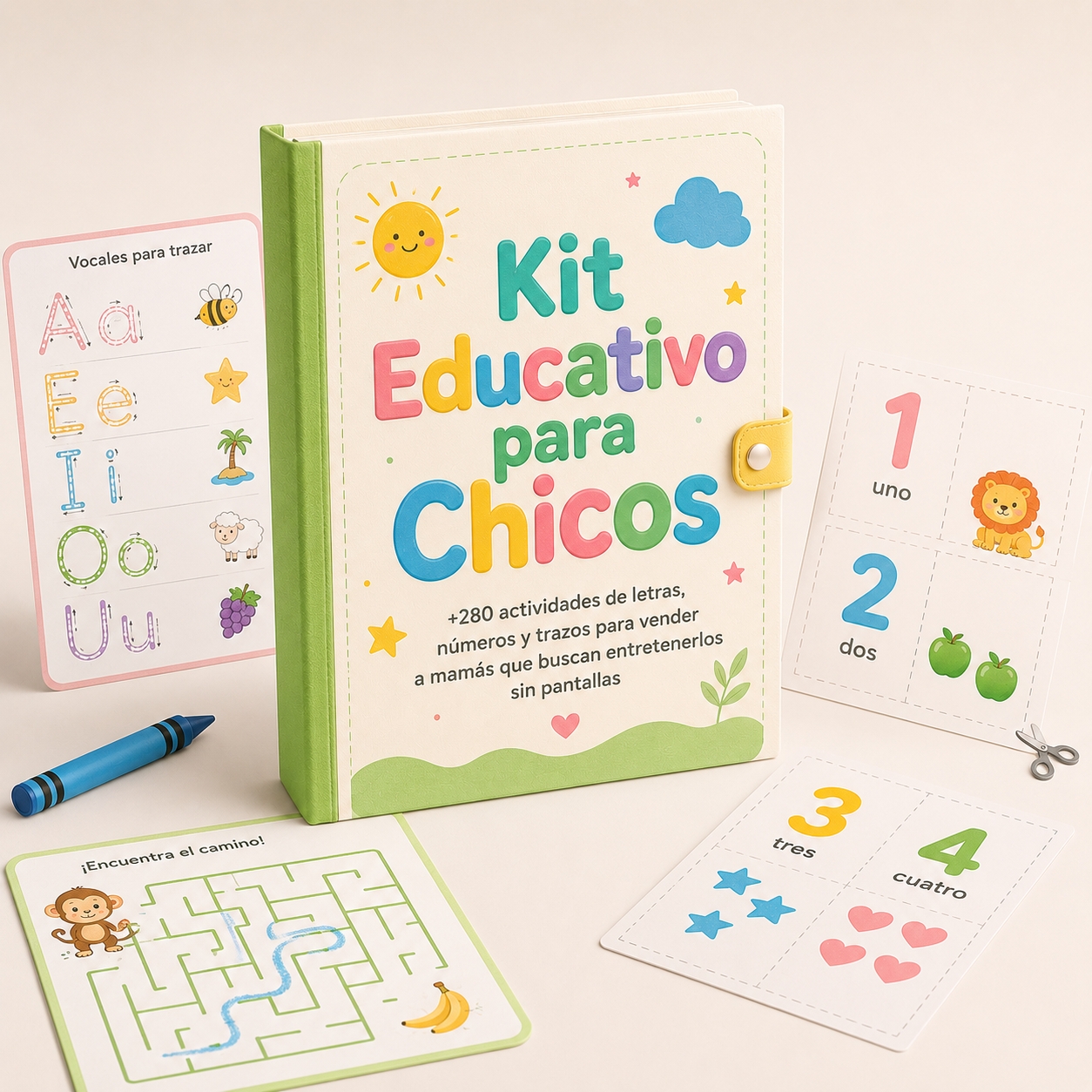 Kit Educativo para Chicos. +280 actividades de letras, números y trazos listos para imprimir